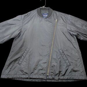 Madewell Asymmetrical Zip Black Bomber Jacket Womens Size Large Polyester Blend